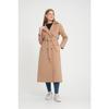 Двубортный тренч средней длины с рукавами реглан (120 см) Темно-бежевый 7558