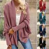 Women Cardigan Coat Collarless Batwing Long Sleeve Open Front Knitting Coat Elastic