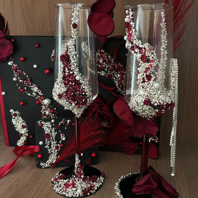 Набор материалов для DIY бокалов для тостов со стразами - Идеальный подарок на свадьбу или помолвку для лучшего друга