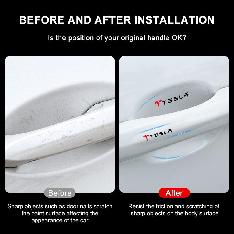 8 шт. Прозрачная защитная наклейка на чашу ручки двери автомобиля от царапин для Tesla Model 3 S X Y Style Roadster Invader Coil Mod WYE K80
