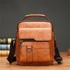 Business Casual Vertical Crossbody Bag PU Soft Leather Handbag Briefcase Shoulder Bag for Men
