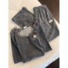 Cartoon warm German velvet pajamas women's autumn and winter gray Korean version of lace casual can be worn outside long-sleeved loungewear suit