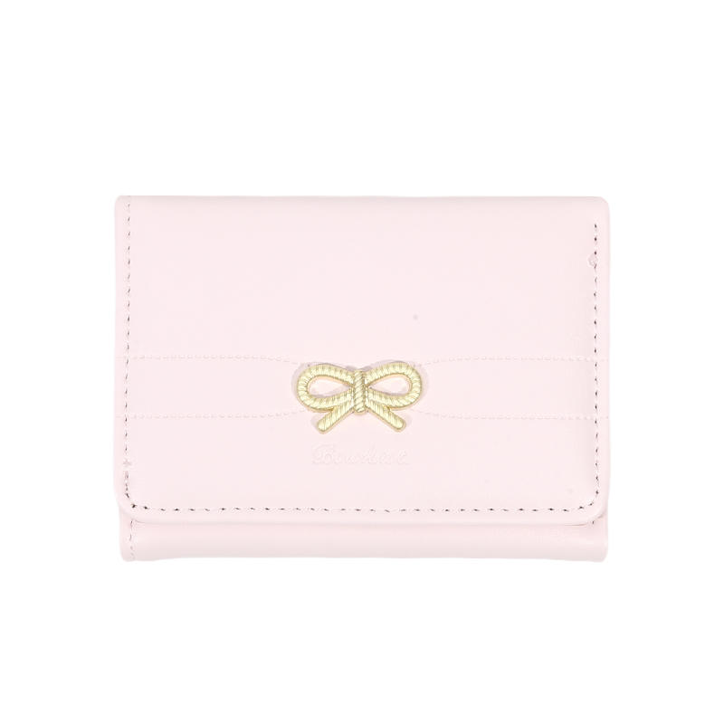 Женский милый модный короткий кошелек с эстетичным маленьким бантом, держатель для кредитных карт, кошелек для монет с окошком для удостоверения личности