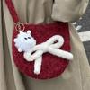 Macaron Plush Oval Cute 2025 Autumn New Bag Small Crossbody Shoulder Backpack Bow Mobile Phone Bag