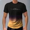 Trendy Short-Sleeved Gradient Letter 3D Printed Round Neck Casual Men's T-Shirt Clothing Spring And Autumn Sports Tops