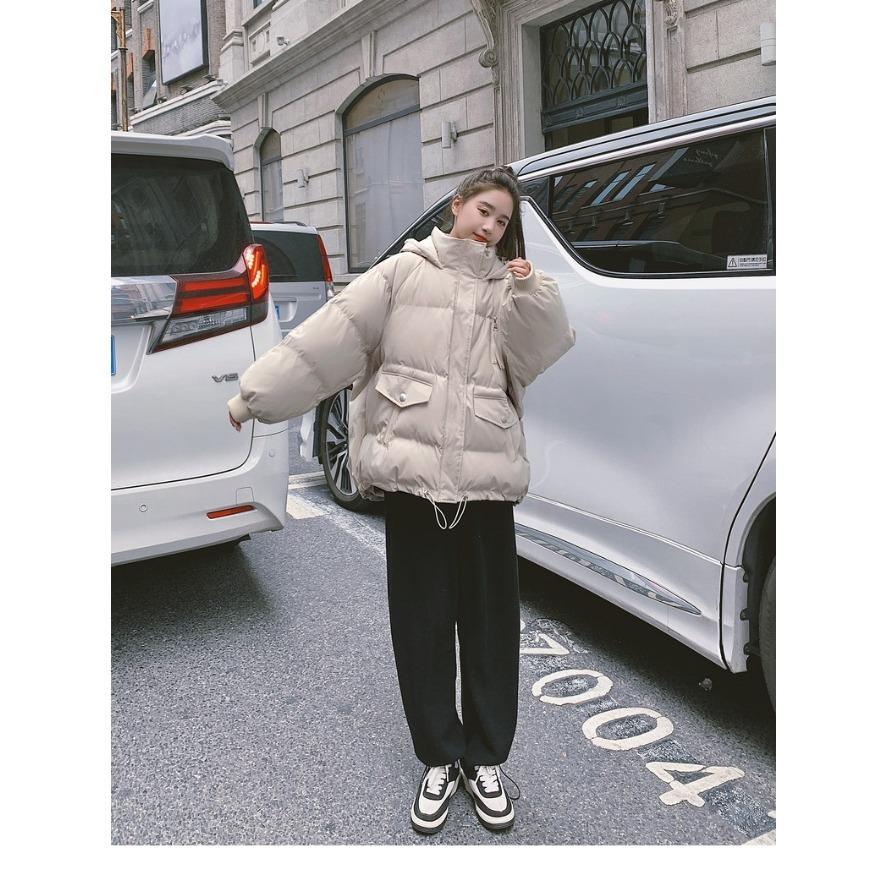Зимняя толстая куртка-стойка с воротником-хлебом, пуховое хлопковое пальто, женская свободная куртка