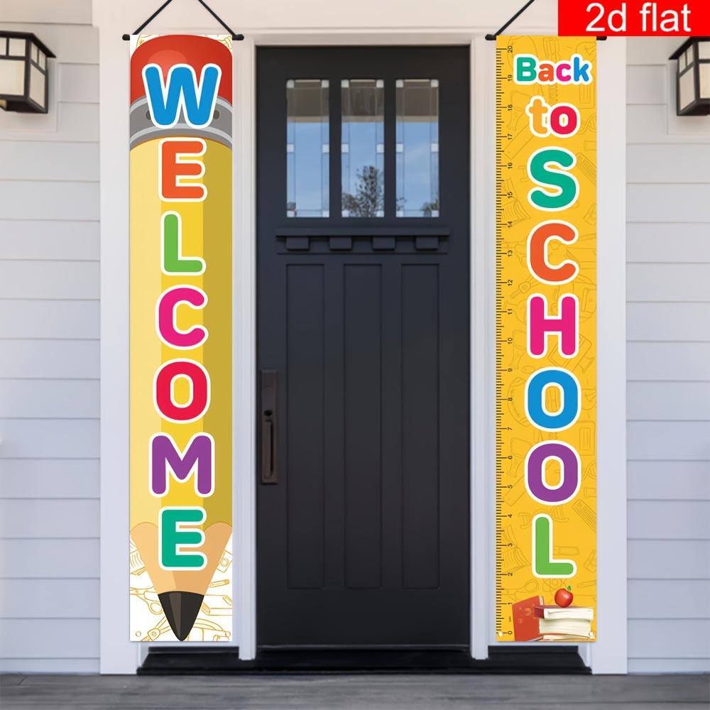 Back to School Porch Sign Rainbow Letters Boards 1 Pair Polyester Indoor Outdoor Decor