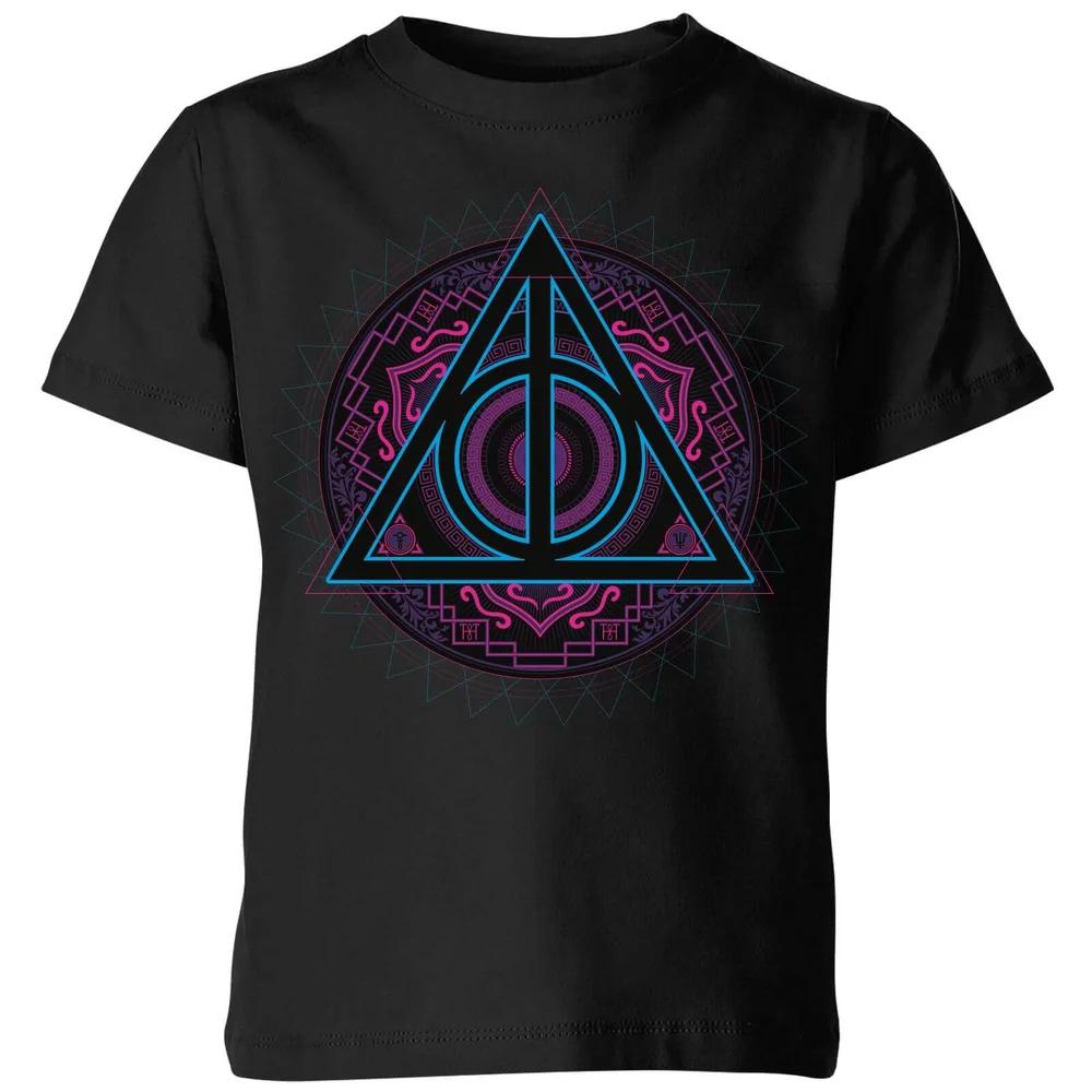 Harry Potter Deathly Hallows Neon Kids' T-Shirt - Black - 3-4 Years