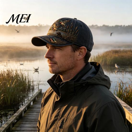 Outdoor Camo Hat for Men Women Vintage Hunting Baseball Cap, Duck Dog Pattern Hat, Breathable Moisture Retro Reed Wetland Cap Wicking Adjustable