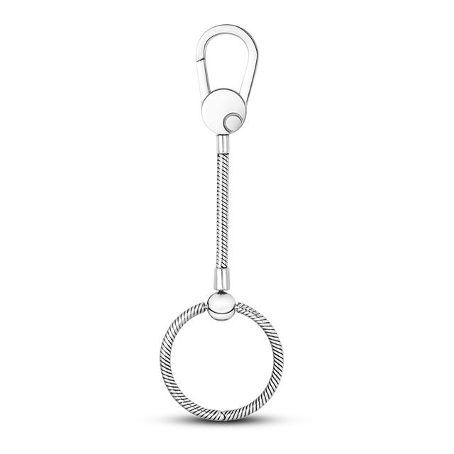 Брелок из стерлингового серебра 925 пробы, круглый болтающийся момент, брелок для ключей, держатель для сумки, подходят оригинальные подвески, бусины с буквами, рождественские