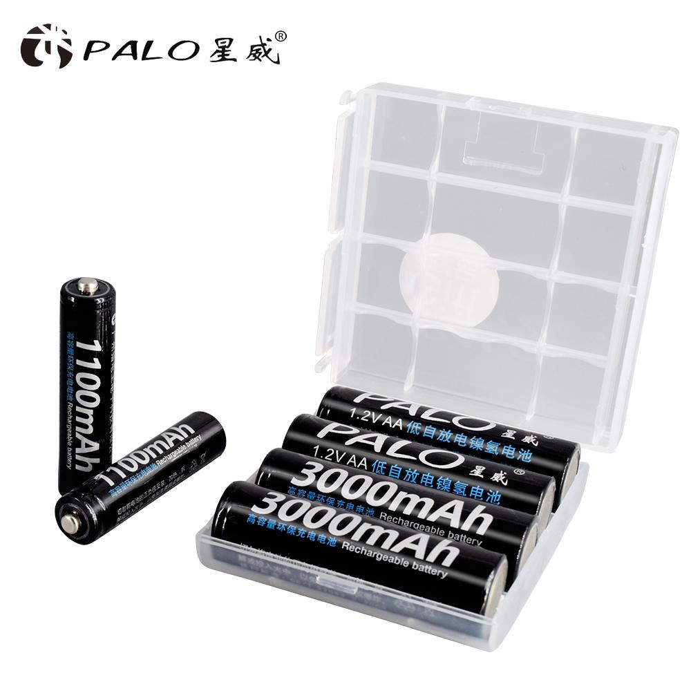 PALO Original AA AAA Rechargeable Battery Aa 1.2V NIMH+Smart LCD AA AAA Battery Charger for AA Fast Charger Discharge Repair