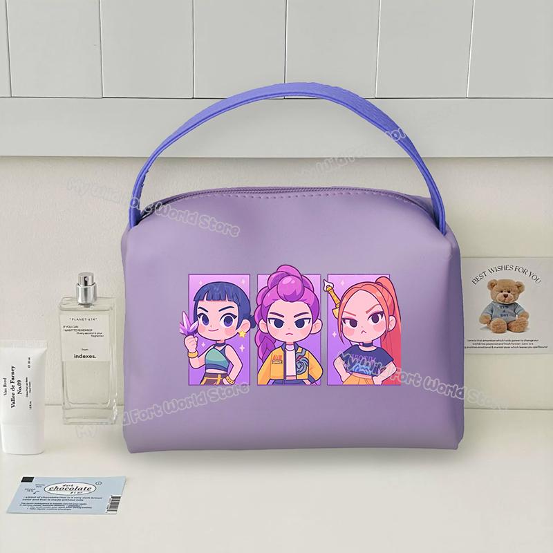 KPop Demon Hunters Handheld Make Up Bag Organizer for Women Portable Tracvel Cosmetics Handbag Waterproof Toiletry Makeup Bags