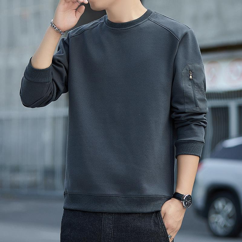 Men S Casual Round Neck Long Sleeve Hoodless Sweatshirt Spring Autumn