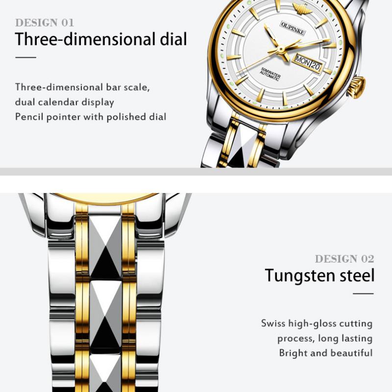 OUPINKE Новые женские часы для бизнеса и отдыха, полностью автоматические механические часы, простые модные женские часы высокого класса