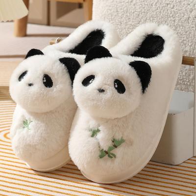 2024 зимняя домашняя обувь панда ползунки женские дешевые удобные домашние тапочки женские пушистые домашние туфли женские шлепанцы животные