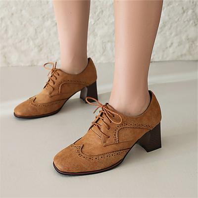 FOREADA Женские туфли-лодочки из искусственной кожи с квадратным носком, на массивном высоком каблуке, на шнуровке, женская модная обувь, весна-осень, винно-красный, черный, верблюжий, 43