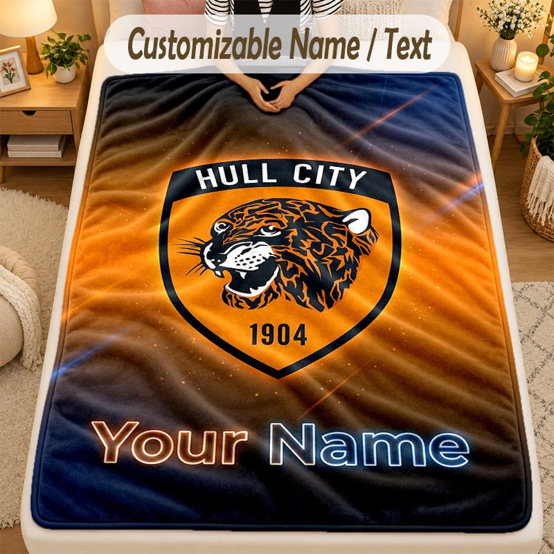 Flannel BlanketHull City Custom Name Text Personalized Soft Warm Throw Blanket Home Decor Gift
