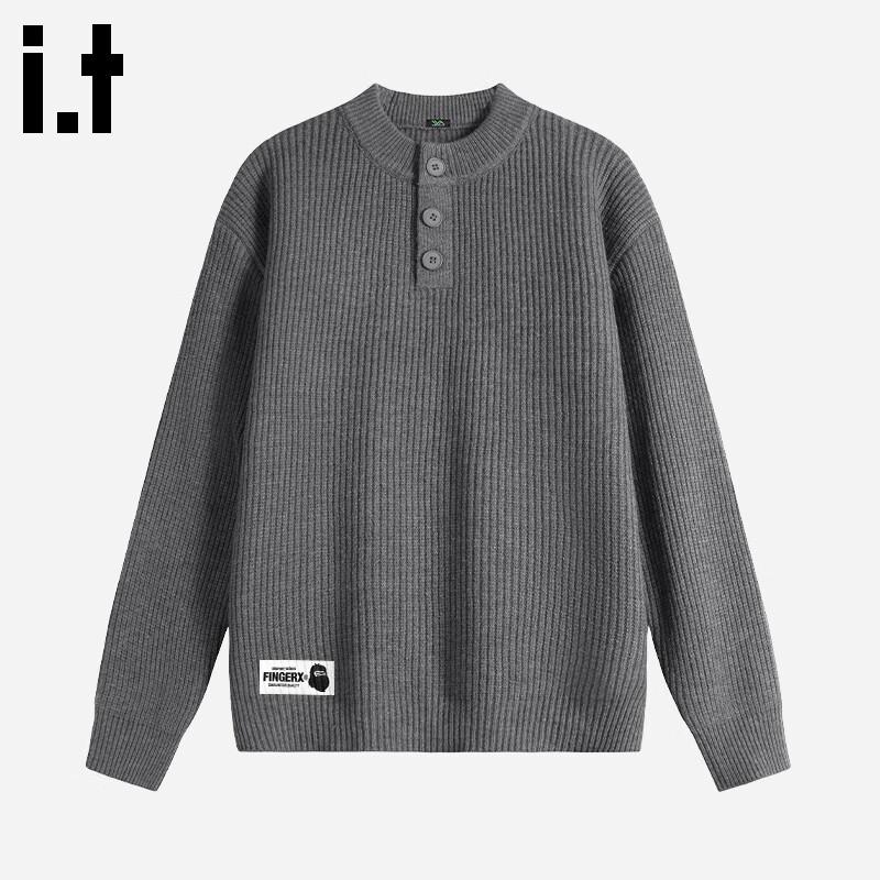 Fingercroxx Men's Henry Collar Casual Sweater