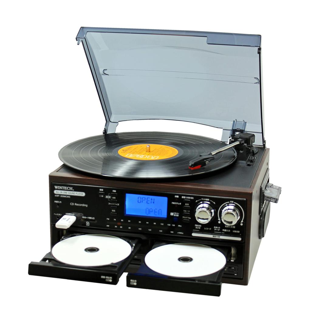 WINTECH Double CD with Speaker Writing Player Brown X Black W325xD293xH207mm (CD Compatible) Multi-audio KRP-309MCWS