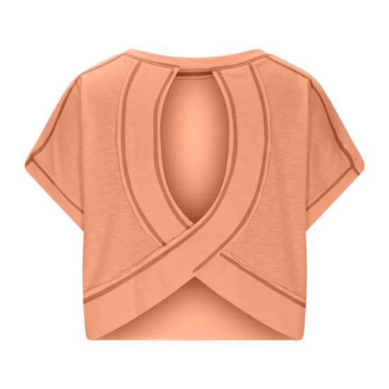 Женская футболка с круглым вырезом, коротким рукавом и открытой спиной, однотонная свободная футболка для тренировок, универсальная повседневная одежда