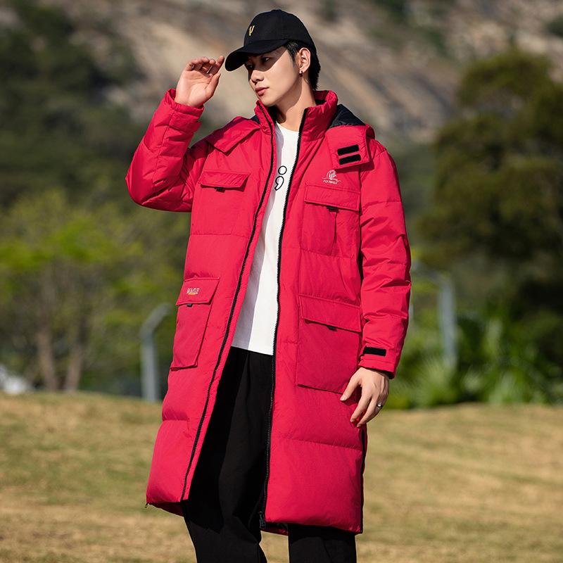 Зимняя новая куртка-пуховик мужская средняя и длинная куртка с капюшоном Tooling