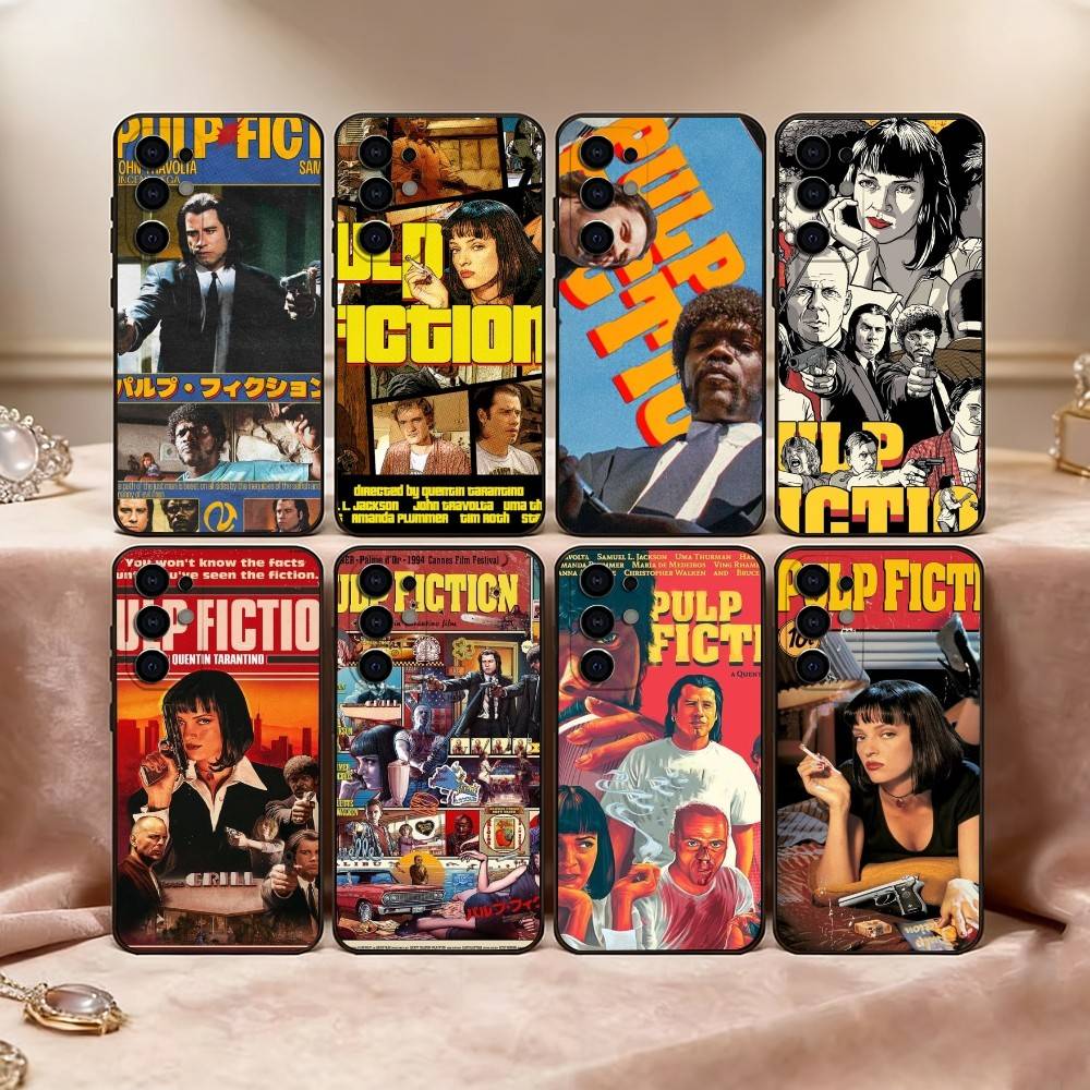 Чехол для телефона P-Pulp F-Fiction Movie для Samsung S25, S24, S21, S22, S23, S30, Ultra, S20, Plus, Fe, Мягкий силиконовый черный чехол