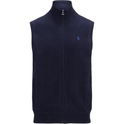 Polo FW24 Вышитый логотип пони на молнии Трикотажный жилет Мужские жилеты Темно-синие MNPOSWE1CM20108-410