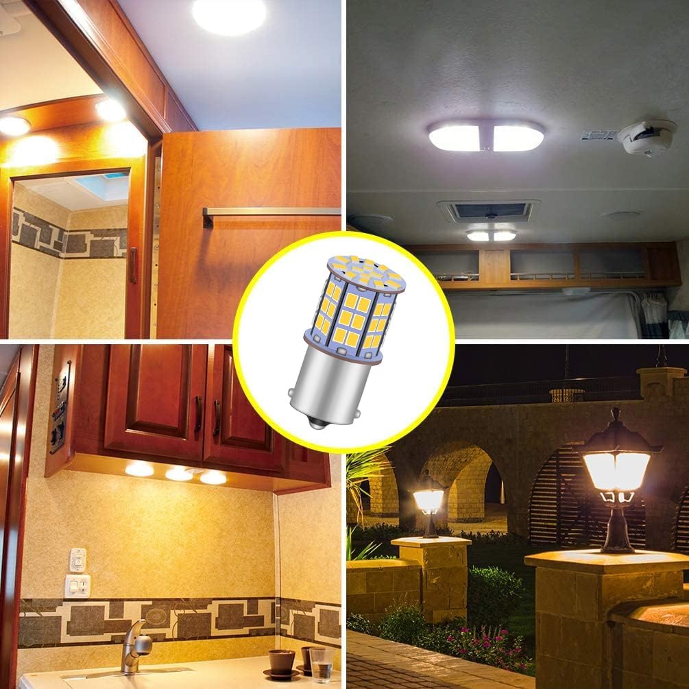 GRV Ba15s 1156 1141 LED Bulb 4W 56-2835SMD Super Bright AC/DC12V-24V 40W Halogen Replacement for RV Trailer Camper Motorhome Interior Lights Warm