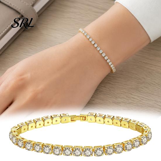Sophisticated Wrist Ornament Faux Crystal Bracelet for Women, Silver/Golden Rhinestone Bangle Bracelet, Sparkling Adjustable Alloy Jewelry Plated