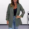 Women Suit Coat Lapel Leopard Stitching Long Sleeve Open Front Suit