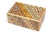 Japanese marquetry puzzle box with 10 steps, 5-inch size.