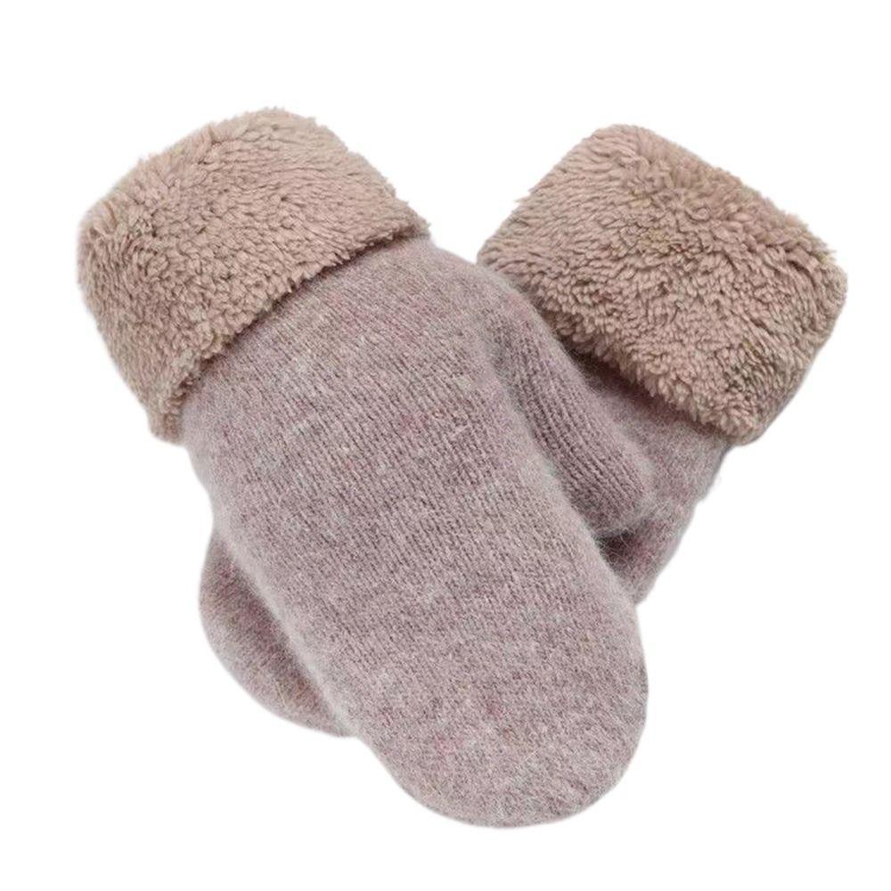 Двухслойные перчатки с закрытыми пальцами, вязаные из шерсти и кашемира, плюшевые варежки для холодной погоды на открытом воздухе