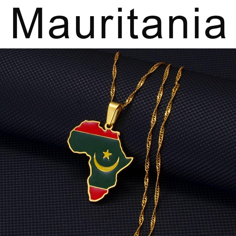 Anniyo 3CM Hip-hop Africa Map Pendant Necklace Jewelry Eritrea,Gambia,Guinea,Congo,Tunisia,Benin,Libay,Namibia,Chad,Botswana