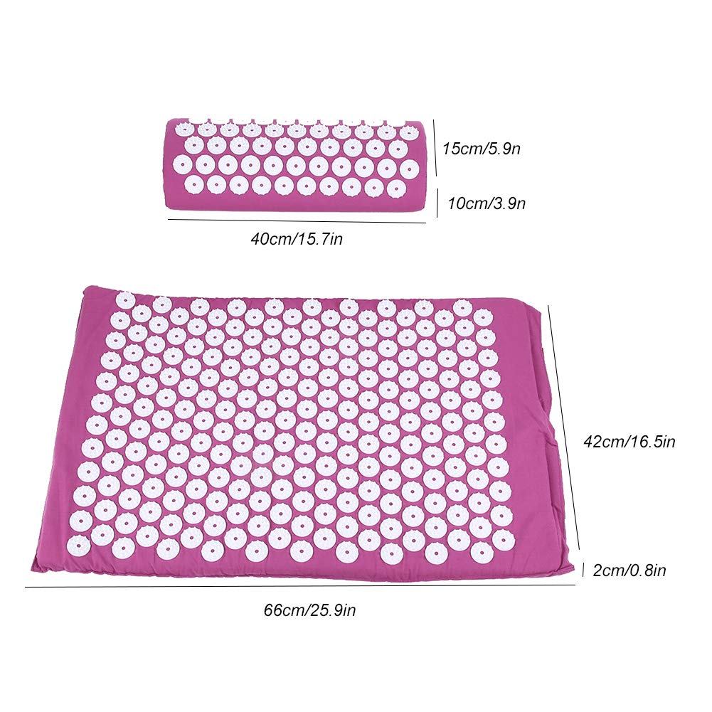 Акупрессурный коврик Bindo, Акупрессурный коврик с подушкой, Для домашнего использования (Акупунктурный коврик из трех частей, фиолетовый)