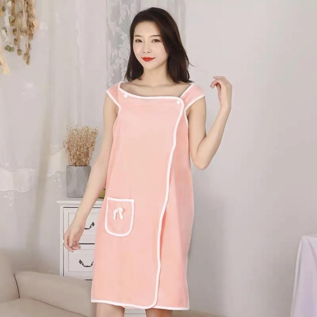 WTEMPO Многофункциональное женское дорожное повседневное банное полотенце, мягкий впитывающий халат, банный халат с карманом и бантом, пляжные полотенца