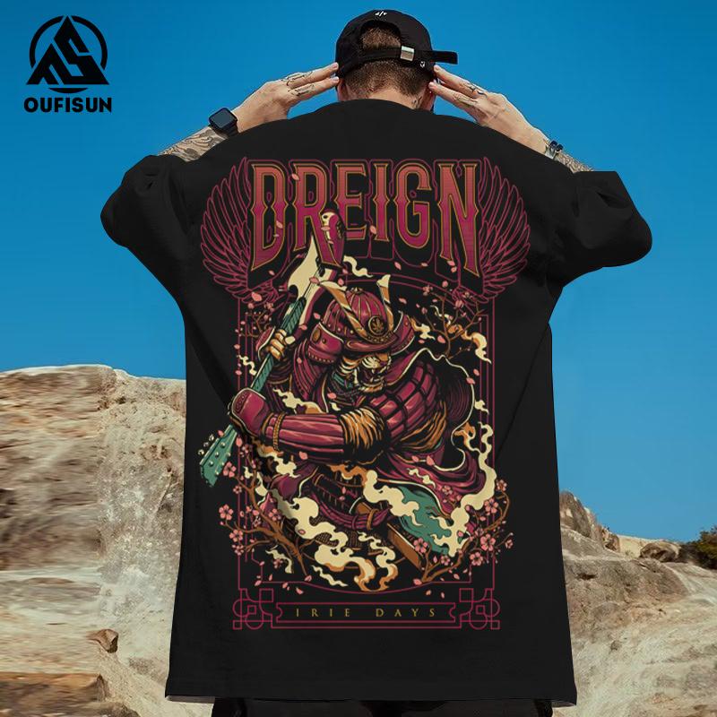 Мужские футболки с 3d японским принтом «Призрачный воин», мужская футболка, футболки в стиле хип-хоп, футболка большого размера, мужская одежда, винтажные уличные топы 2024