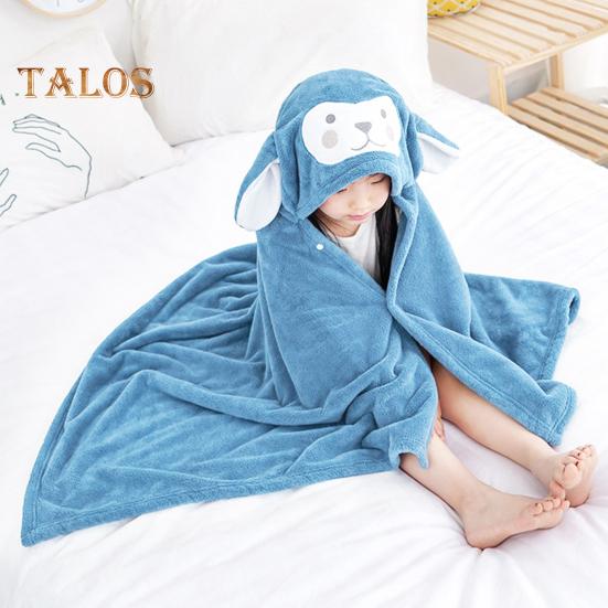 Детское полотенце с капюшоном, застегивающееся на пуговицы, впитывающий банный халат с изображением животных из мультфильмов, коралловый бархатный плащ, полотенце для девочек, мальчиков, малышей, для домашнего использования в бассейне