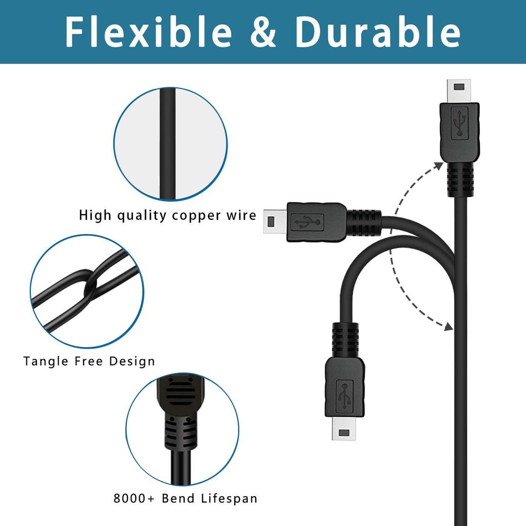 6ft Mini-B Charger Cable for LeapPad 3/Platinum/Ultra/LeapReader/Kids Tablet USB A to Mini-B Charging Charger Cable Cord