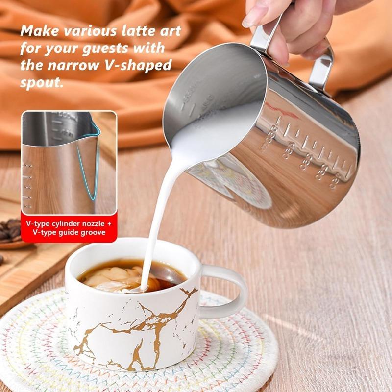 1 комплект из нержавеющей стали, емкость для молока в форме цветка, мерный стаканчик для кофе, необычная кофейная утварь, шаблон для украшения кофе в виде цветка