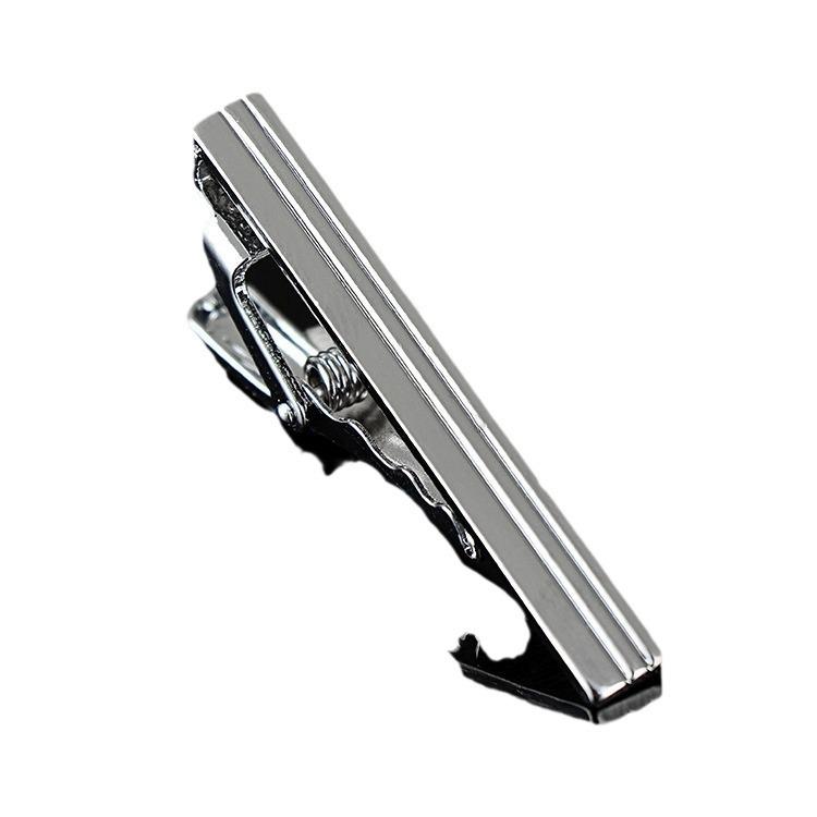 Корейский мужской серебряный формальный зажим для галстука - простой дизайн линии 4 см, идеальный подарок на праздник