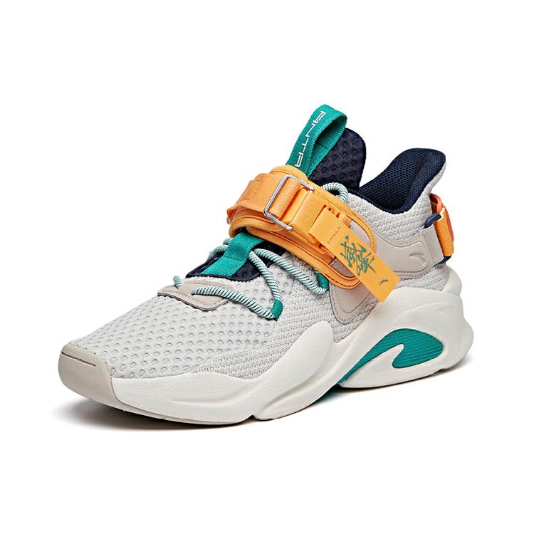 Anta Bastard Cushioning Slip Resistant Abrasion Resistant Breathable Low top Chunky Sneakers Men's White Green Orange 112028085-4