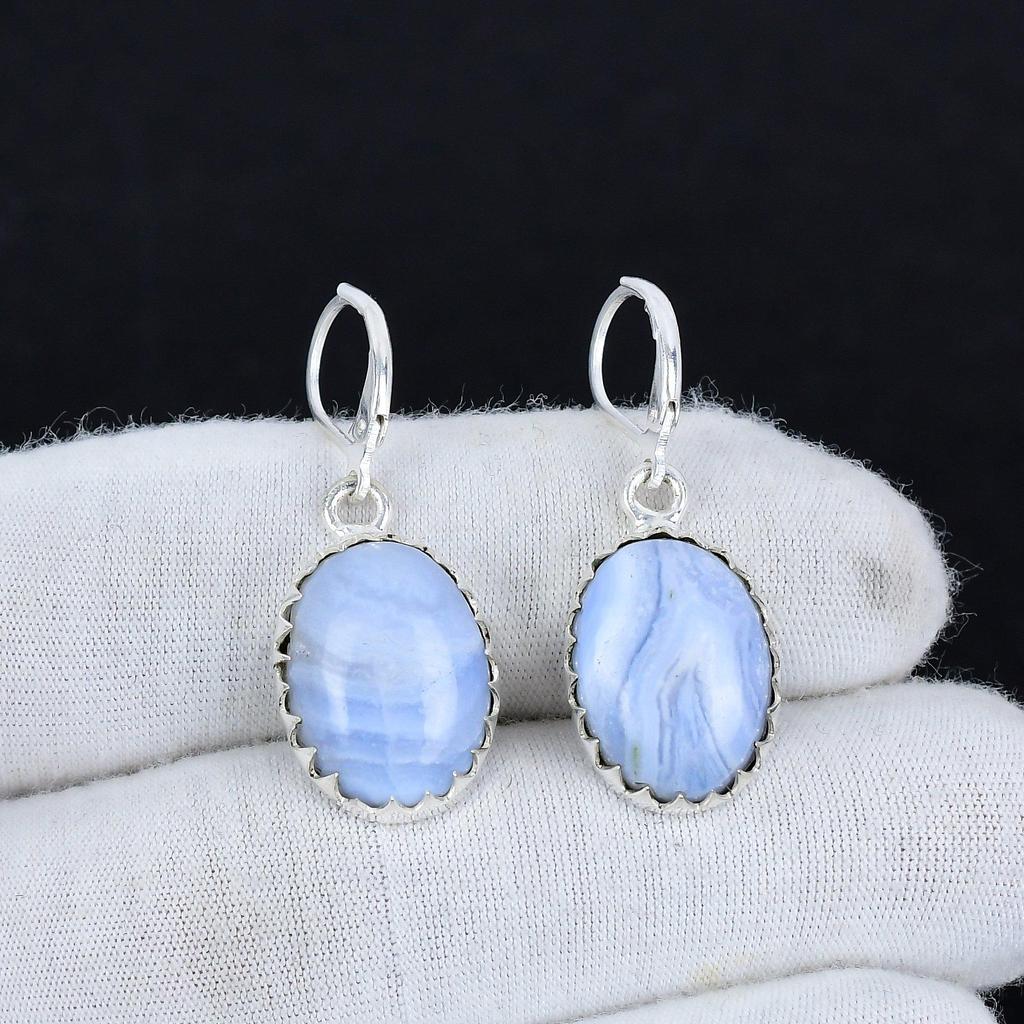 Natural Blue Scheelite Gemstone 925 Sterling Silver Earring, Boho Silver Jewelry Dangle Earrings, Gifts For Party Wear Gifts For Her