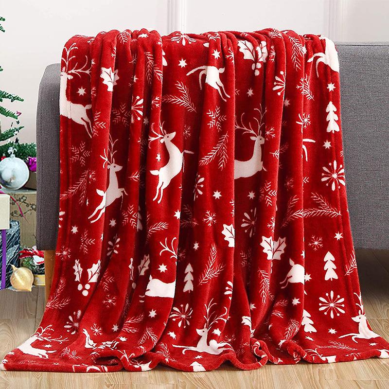 2022 Christmas New Product Blanket Winter Warm Sleeping Cover Blanket Christmas Printed Flannel Blanket Holiday Gift MT02-07 130 * 150cm