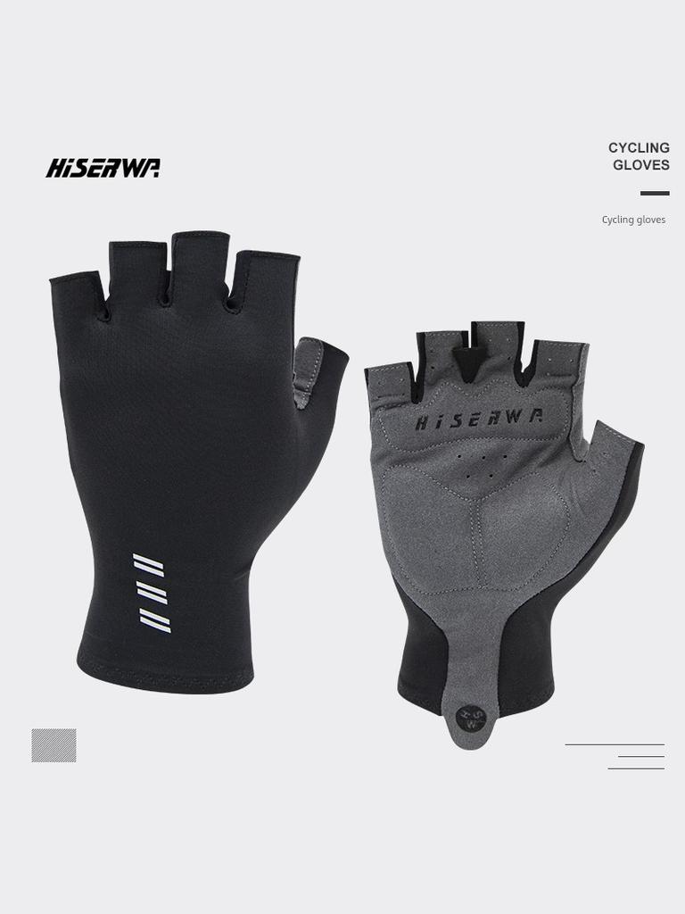 Hiserwa Summer Cycling Gloves High Elastic Shock Absorption Non-Slip Breathable Half Finger Road Bike Breathable Short Finger Sleeve