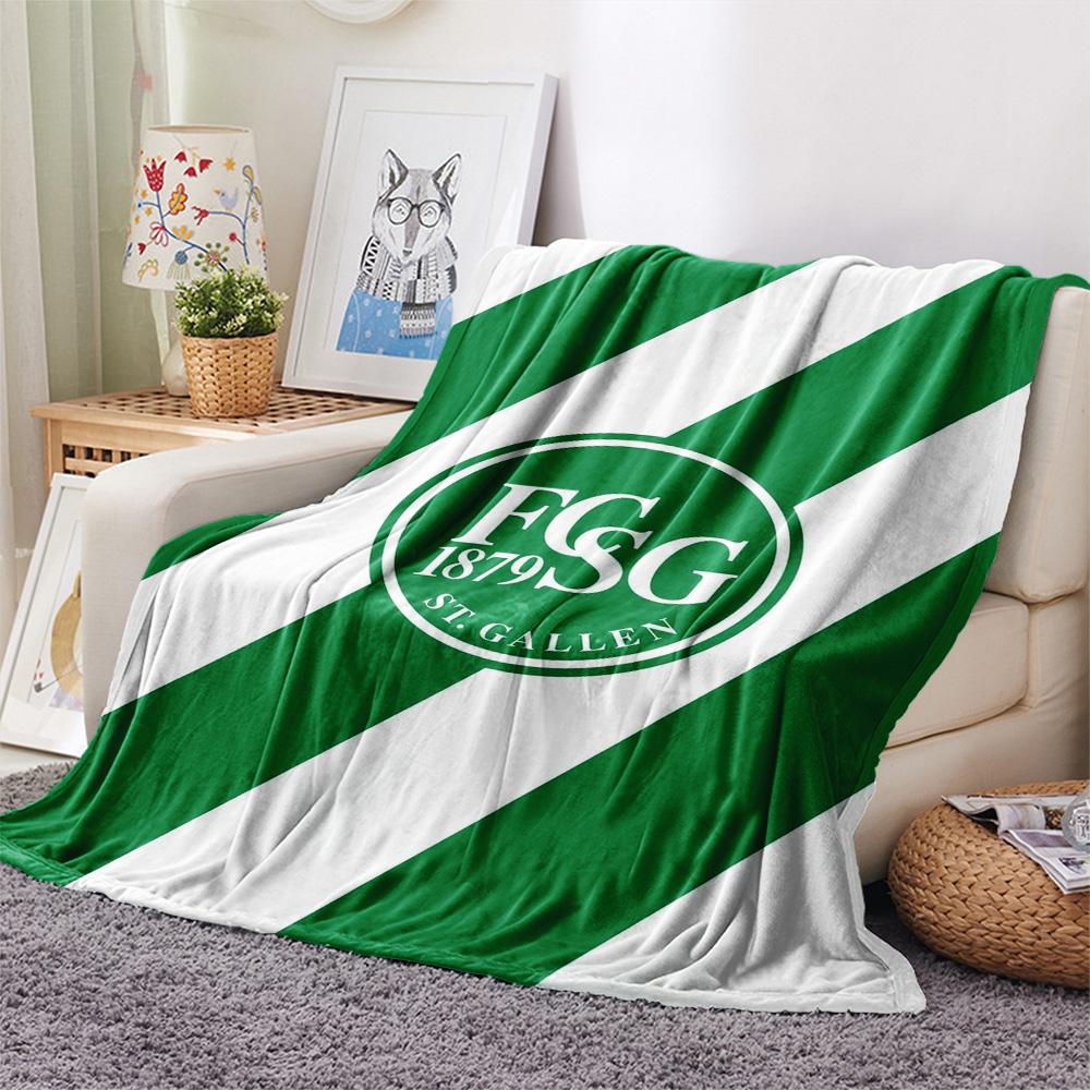 1Pc FC St. Gallen Print Flannel Blanket High Quality Warm Comfortable Cover for All Seasons Perfect for Gifts Home Decor