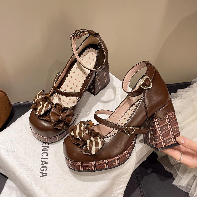 Fashion 2025 New Women's Mary Jane Shoes Fashion Platform High Heels Single Shoe Sweet Bow Uniform Leather Shoes for Women Lolita Shoes