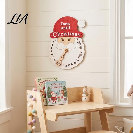 Xmas Advent Calendar Christmas Wooden Hanging Sign, 24 Days Welcome Sign with Rope, Festive Door Decoration Santa Countdown Decorations For
