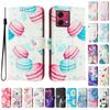 Роскошный кожаный чехол-кошелек в стиле книжки с рисунком макаруны для Motorola Moto G60, G40 Fusion, G10, G20, G30, G Play, G Power, Edge 50 NEO...