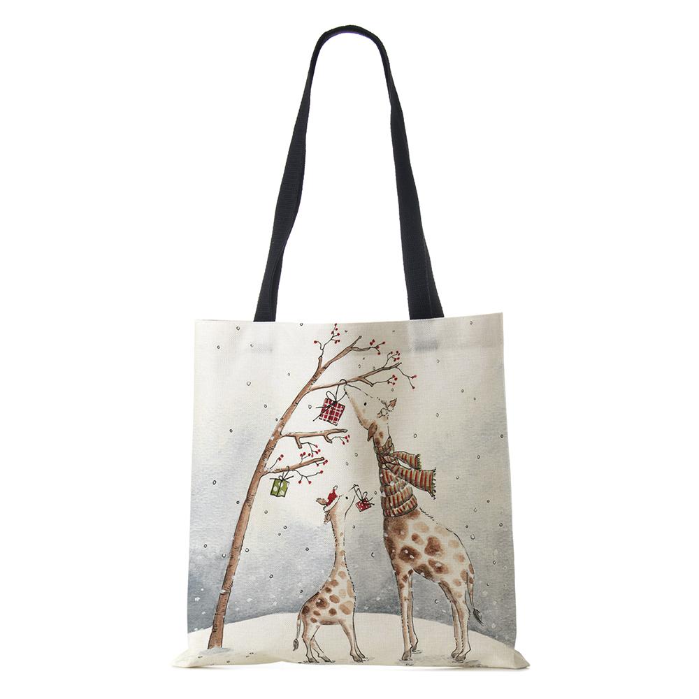 Холщовая сумка-шоппер Харадзюку Мультяшный Рождественский Лосьженская Сумка через плечо Корейская Многоразовая Большой вместимости Складная Сумка-тоут Сумки KTY