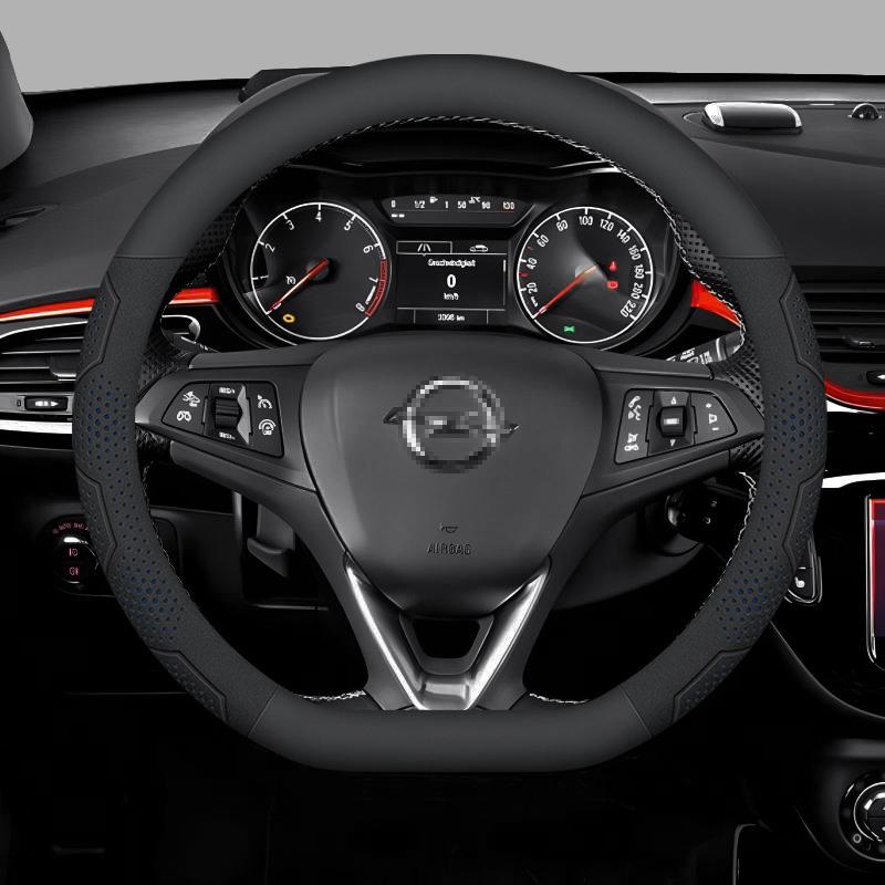 AAAEF1 Opel OPCline ASTRA CORSA INSIGNIA MOKKA VECTRA GTC Tigra Carbon fiber Suede Leather Car Steering Wheel Cover Auto Accessories